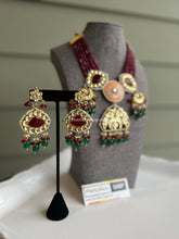 Load image into Gallery viewer, Luna Ruby Kundan Meenakari Golden necklace set
