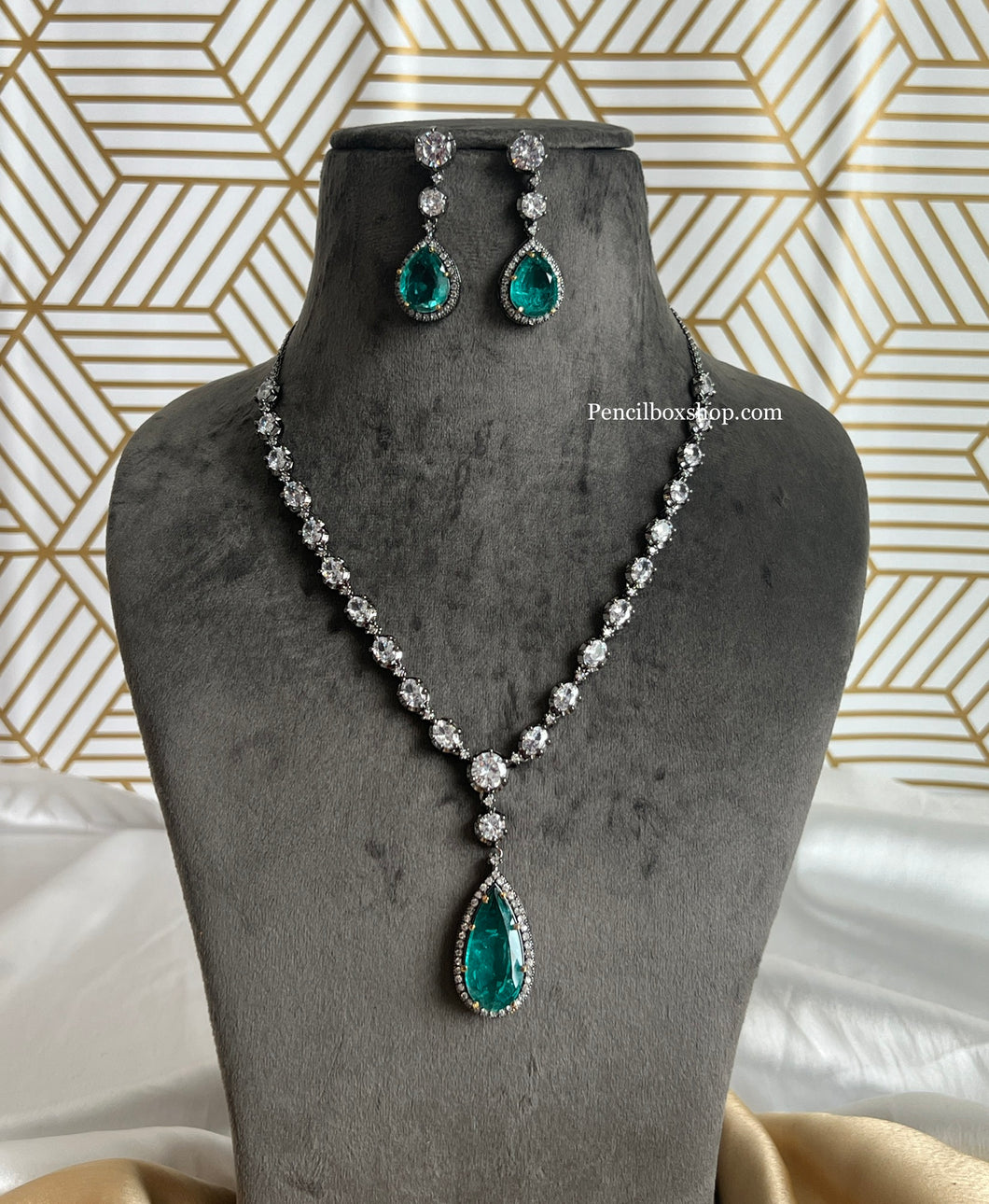 Deepika Inspired dainty Doublet American Diamond Necklace set