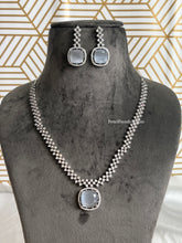 Load image into Gallery viewer, American Diamond Dainty square Necklace set
