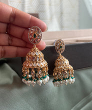 Load image into Gallery viewer, Tayani statement Carved 22k Gold plated Jhumki Earrings
