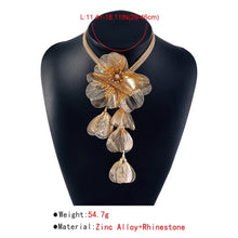 Load image into Gallery viewer, Designer Golden Flower Statement Necklace set IDW
