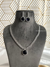 Load image into Gallery viewer, American Diamond Dainty square Necklace set
