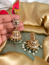 Load image into Gallery viewer, Tayani statement Carved 22k Gold plated Jhumki Earrings
