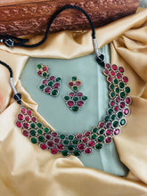 Load image into Gallery viewer, Ruby green Designer Statement German silver Necklace set
