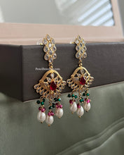 Load image into Gallery viewer, 14k Gold plated Multicolor Drop Temple earrings
