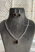 Load image into Gallery viewer, American Diamond Dainty square Necklace set
