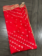 Load image into Gallery viewer, Georgette Gota Work Border Red Bandhani dupatta
