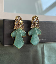 Load image into Gallery viewer, 22k Gold plated Tayani Natural Carved Stone Earrings
