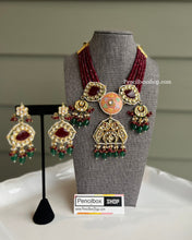 Load image into Gallery viewer, Luna Ruby Kundan Meenakari Golden necklace set
