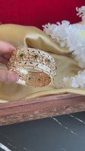 Load and play video in Gallery viewer, Green Ivory Meenakari tayani 22k gold plated Board Statement kada bangle
