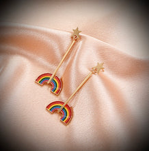 Load image into Gallery viewer, Rainbow golden sleek Enamel Paint Earrings for women IDW
