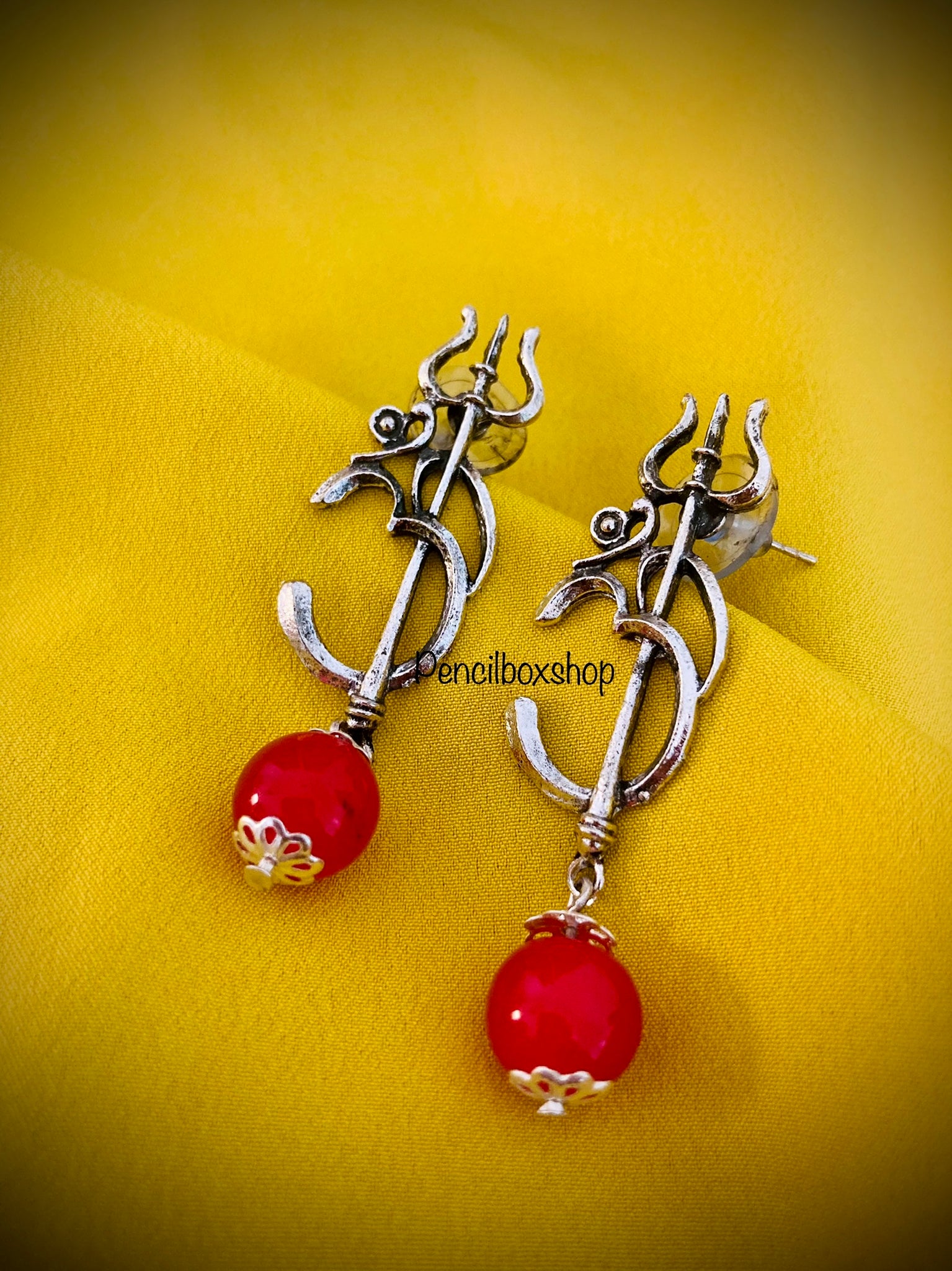 Buy online Shiva Shakti Damru Trishul Earrings from fashion jewellery for  Women by Silvermerc Designs for ₹1069 at 50% off | 2024 Limeroad.com