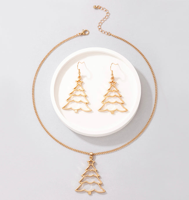 Christmas Golden Tree  Necklace set IDW