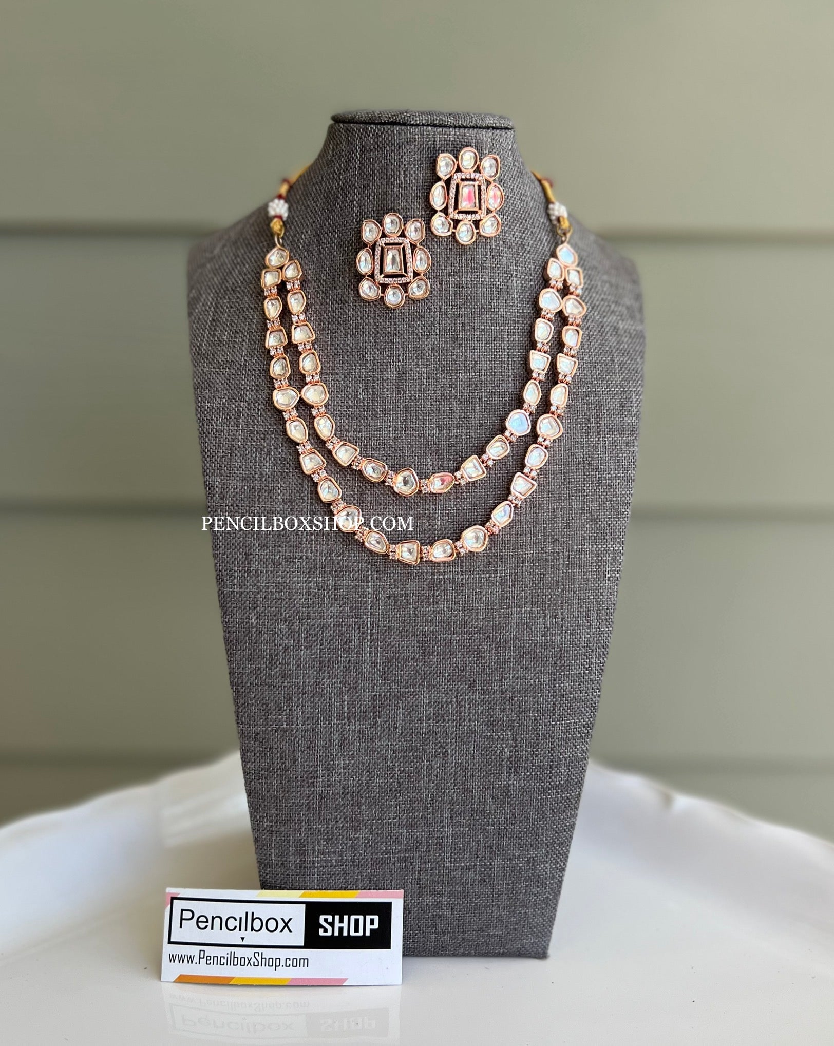 Tayani Two layered American Diamond Simple Necklace set – PencilboxShopUSA