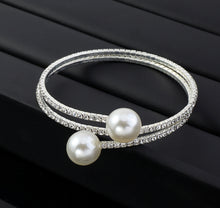 Load image into Gallery viewer, White Rhinestone Pearl Openable Multilayer Winding bracelet IDW
