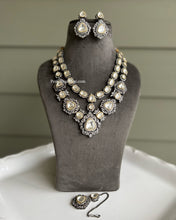 Load image into Gallery viewer, Uncut Victorian American Diamond Premium Statement Necklace set with Maangtikka
