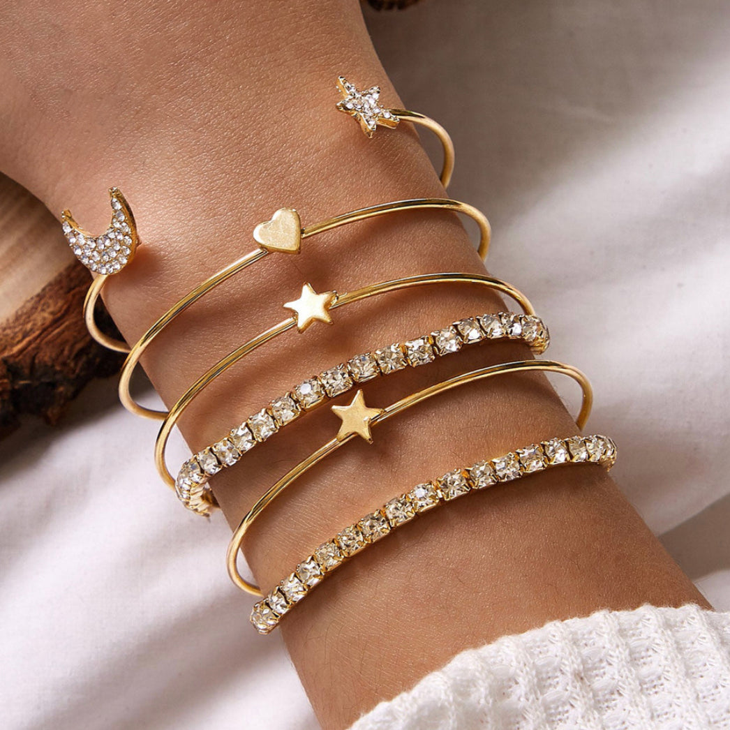 Set of 6 Bracelet Set Golden adjustable IDW