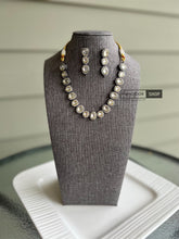 Load image into Gallery viewer, Kundan Rodium polish Victorian glass beads necklace set
