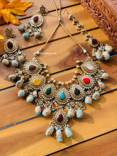 Load image into Gallery viewer, Jaislmer special Bridal Multicolor carved Statement Necklace set
