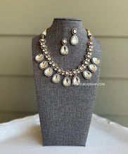 Load image into Gallery viewer, White uncut Stone Statement Designer Necklace set
