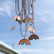 Load image into Gallery viewer, Rainbow Long Silver Multicolor Simple Pendant Chain necklace IDW
