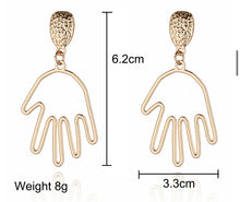 Load image into Gallery viewer, Abstract Hand Golden Earrings for women IDW
