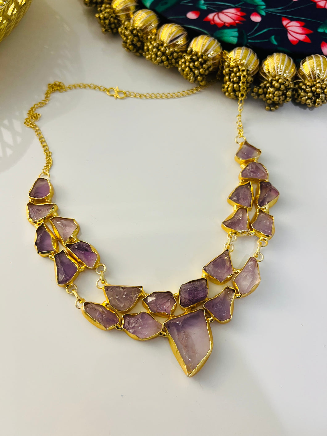 Contemporary Amethyst Natural Stone Necklace