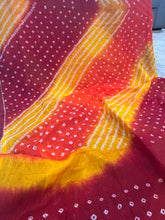 Load image into Gallery viewer, Bandhani Red Yellow Orange Georgette Saree
