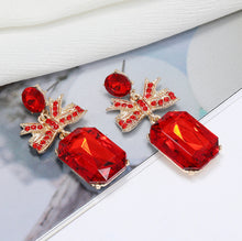 Load image into Gallery viewer, Rhinestone Long Bow Crystal Stone Earrings for women IDW
