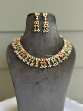 Load image into Gallery viewer, Multicolor Real Pearl cz Simple Necklace set
