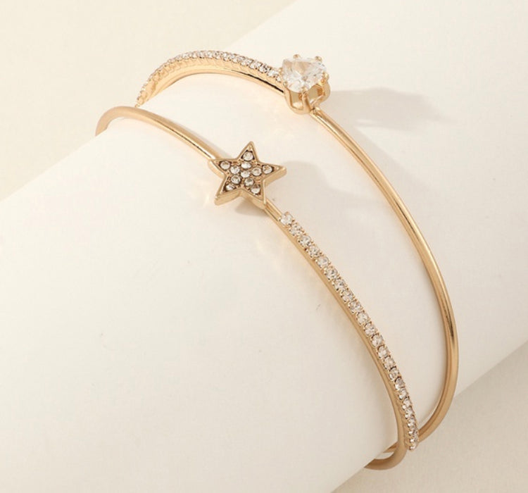 Star cz stone golden Adjustable bracelet IDW