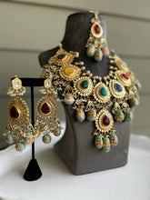 Load image into Gallery viewer, Jaislmer special Bridal Multicolor carved Statement Necklace set
