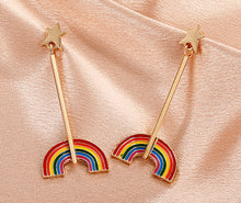 Load image into Gallery viewer, Rainbow golden sleek Enamel Paint Earrings for women IDW
