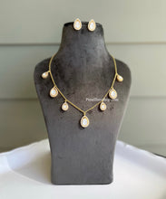 Load image into Gallery viewer, 22 carat Gold plated moissanite Stone Drop Cz Stone Necklace set
