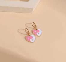 Load image into Gallery viewer, Small Heart Golden Pink Hoops earrings IDW
